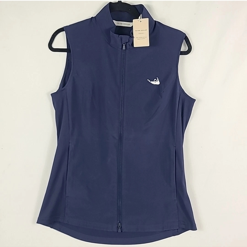 NWT Peter Millar Performance Dunes Full Zip Navy Vest Sz L MSRP $175
